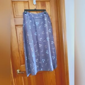 Woman's XL Styleworks Purplish Brown Rayon Midi Skirt